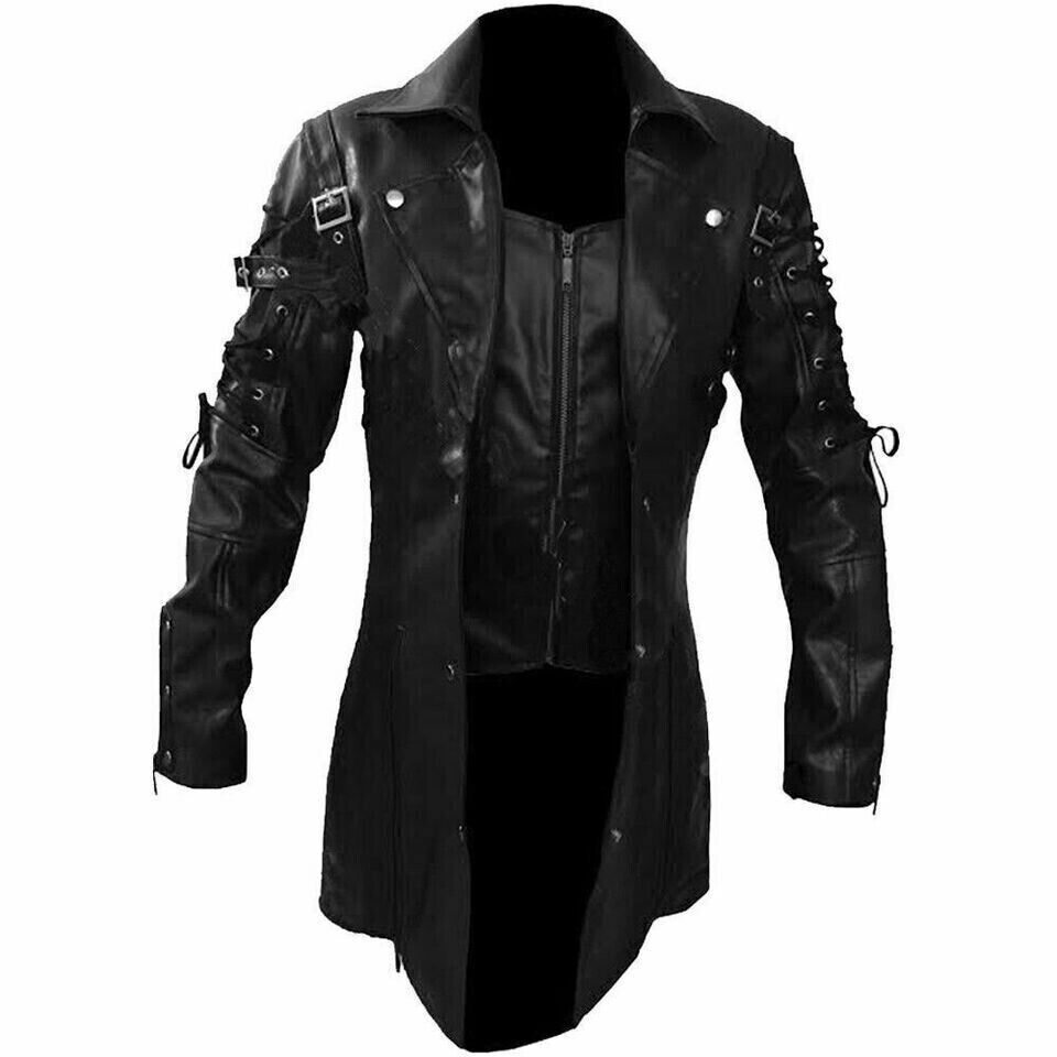 Steampunk Gothic Rave Men's Leather Poison Jacket Coat