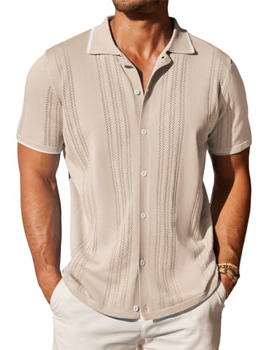 COOFANDY Men's Vintage Knit Polo Shirt