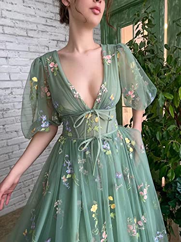 Enchanted Floral Maxi Dress with Puffy Sleeves