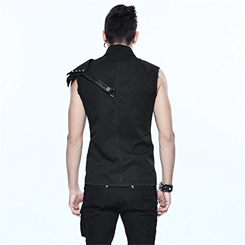 Steampunk Black Slim-Fit Men's Casual Sleeveless Shirt