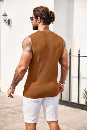 Men's Knit Tank Top Vest, Brown