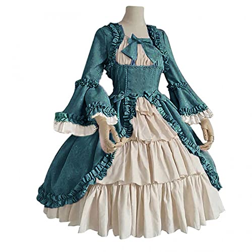 Victorian Lolita Dress with Bow for Women, Green