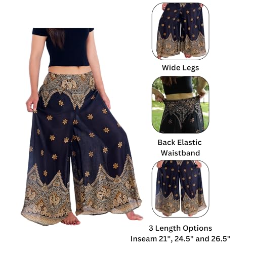Black Peacock Flower Palazzo Pants for Goddesses