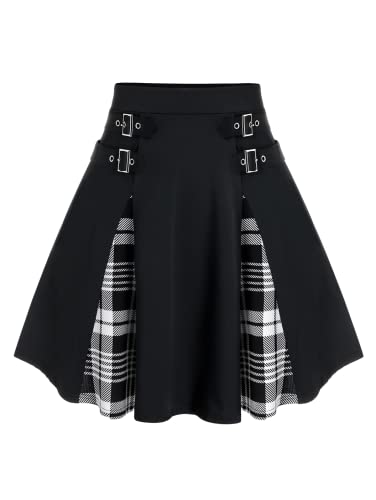 Gothic High Waisted Red Plaid School Uniform Skirt