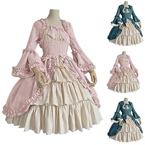Victorian Lolita Dress with Bow for Women, Green