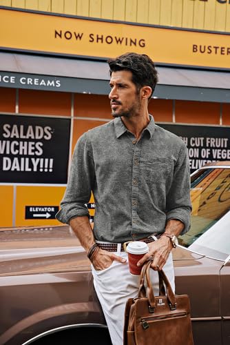 Gothic Black Linen Button Down Men's Shirt