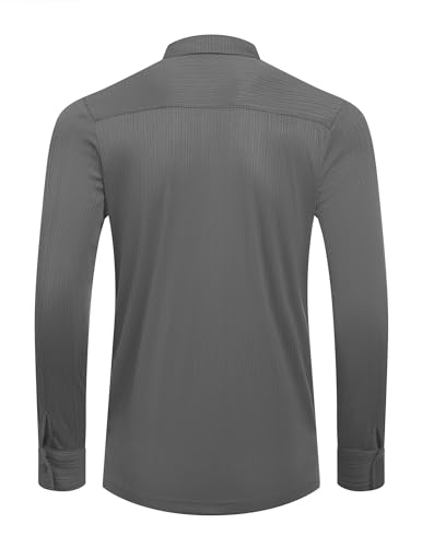 COOFANDY Men's Slim Fit Casual Button-Down Shirt Fantasy Gray