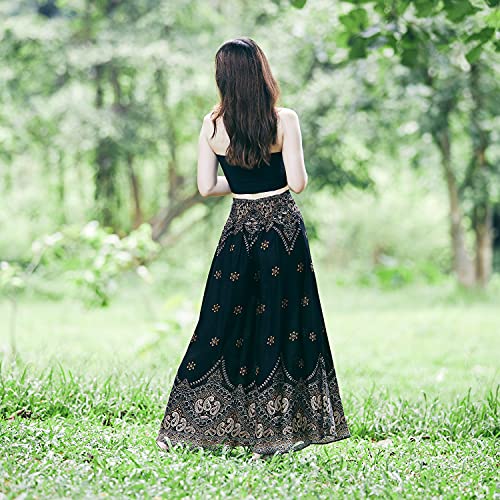 Black Peacock Flower Palazzo Pants for Goddesses