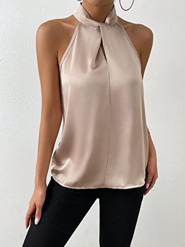 Elegant Silky Twist Front Blouse - Apricot