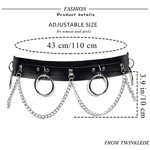 Gothic Leather Waist Chain Belt for Women - Black
