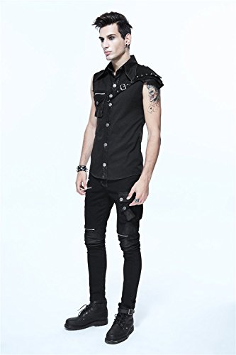 Steampunk Black Slim-Fit Men's Casual Sleeveless Shirt