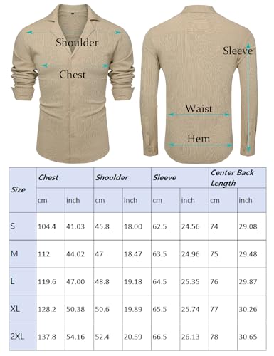 URRU Men's Casual Long Sleeve Camp Beach Shirt