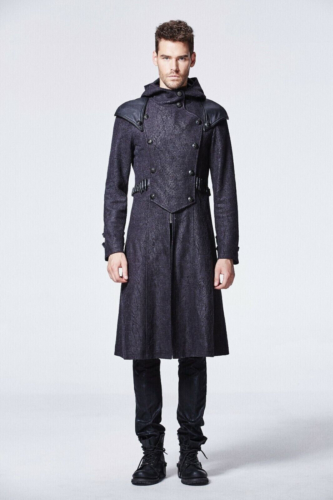 Assassin's Creed Hooded Military Gothic Black Brocade Coat