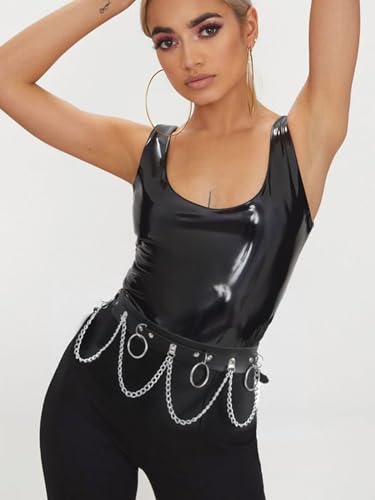 Gothic Leather Waist Chain Belt for Women - Black