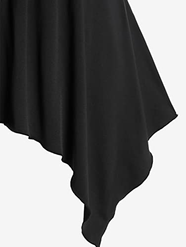 Black Lace Up Handkerchief Tank Top for Plus Size