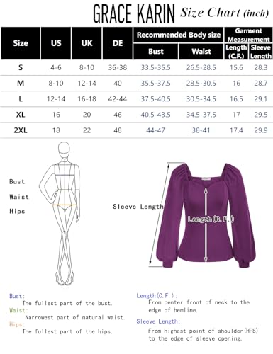 Vintage Square Collar Red Bishop Sleeve Blouse