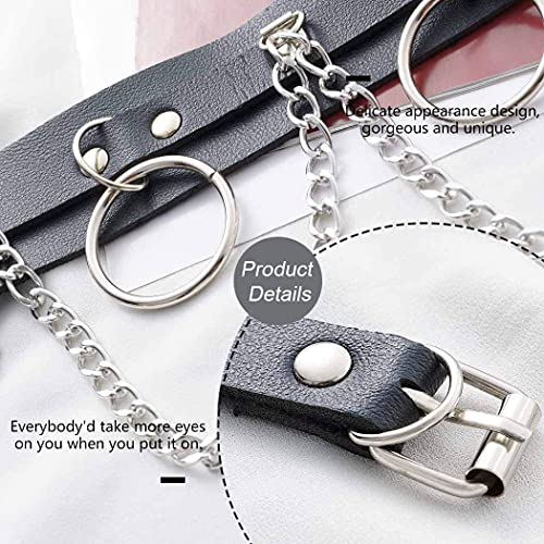 Gothic Leather Waist Chain Belt for Women - Black