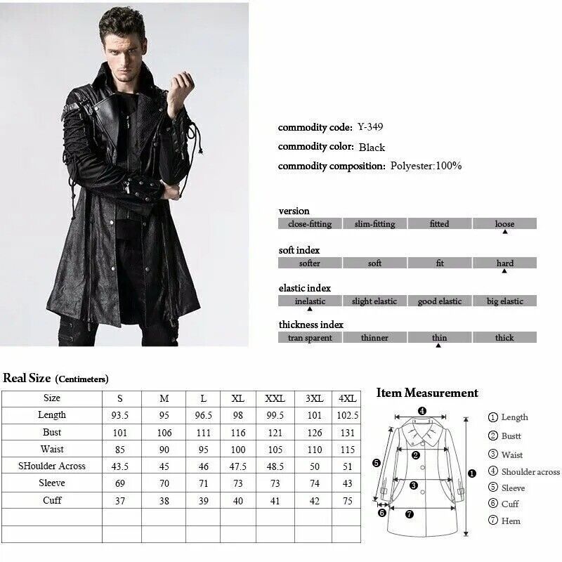 Goth Leather Studded Jacket Coat for Men Women