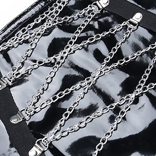 Gothic High Slit Maxi Skirt with Chain Belt