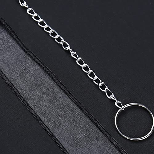 Gothic High Slit Maxi Skirt with Chain Belt