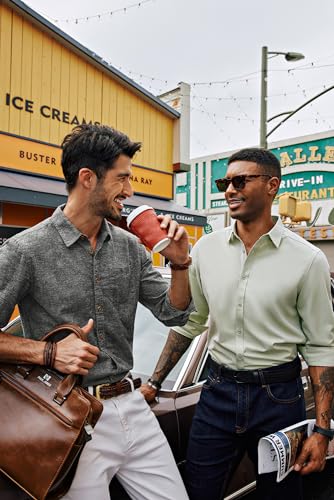 Gothic Black Linen Button Down Men's Shirt