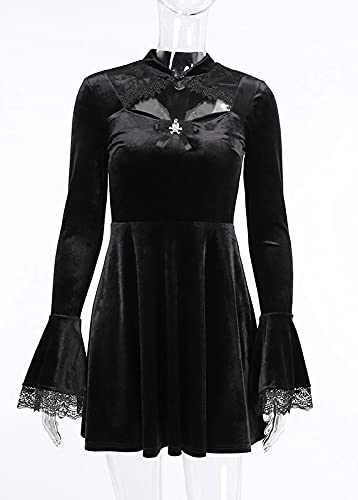 Gothic Vintage Black Mini Dress with High Waist