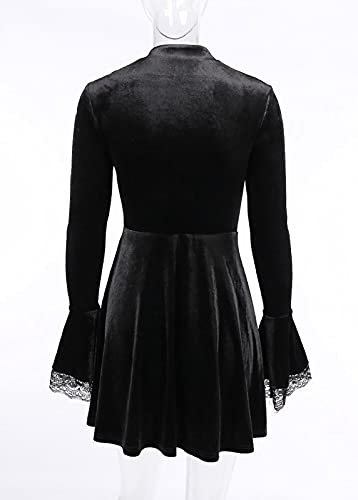 Gothic Vintage Black Mini Dress with High Waist