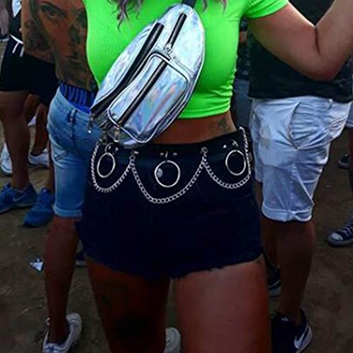 Gothic Leather Waist Chain Belt for Women - Black