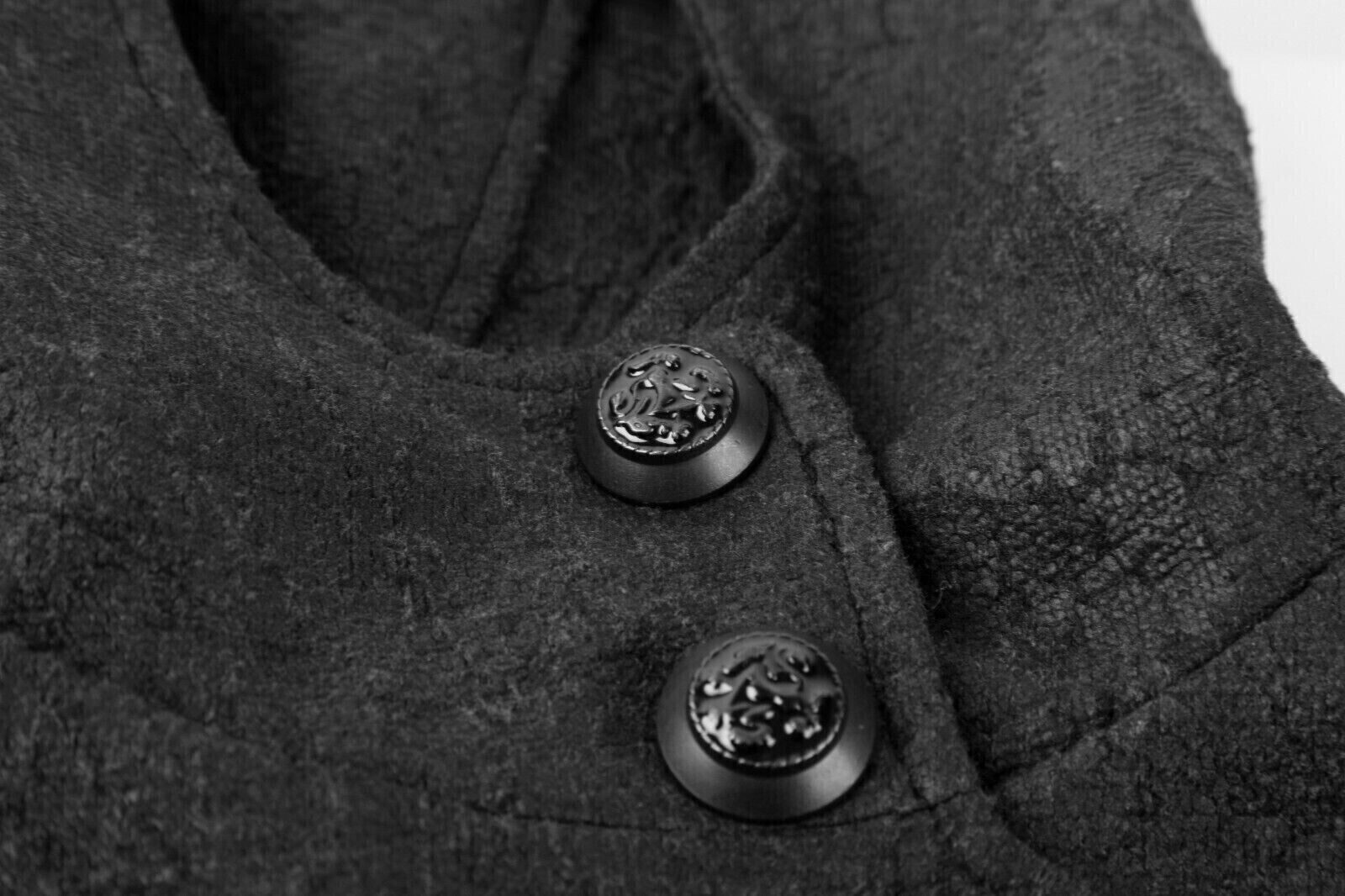 Assassin's Creed Hooded Military Gothic Black Brocade Coat