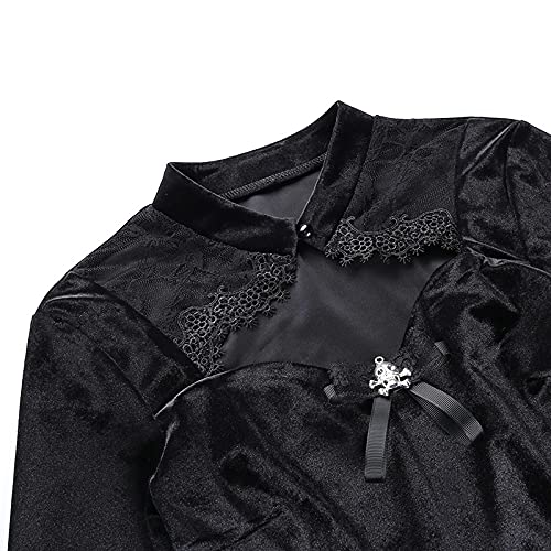 Gothic Vintage Black Mini Dress with High Waist