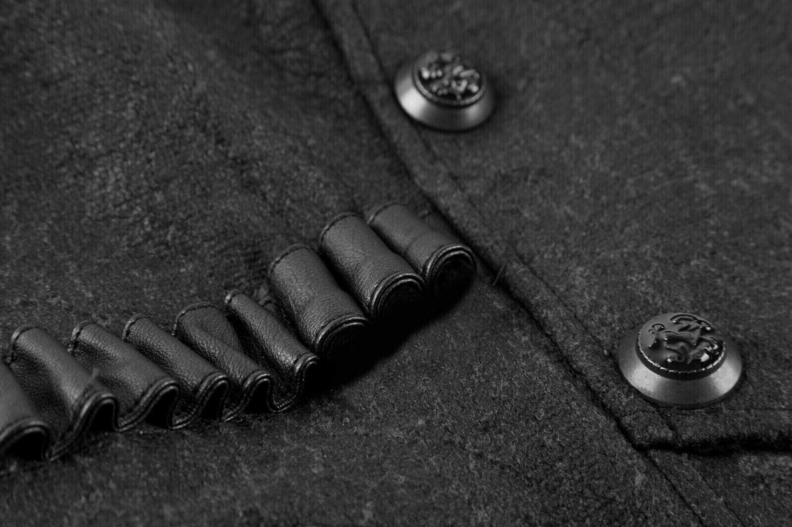 Assassin's Creed Hooded Military Gothic Black Brocade Coat