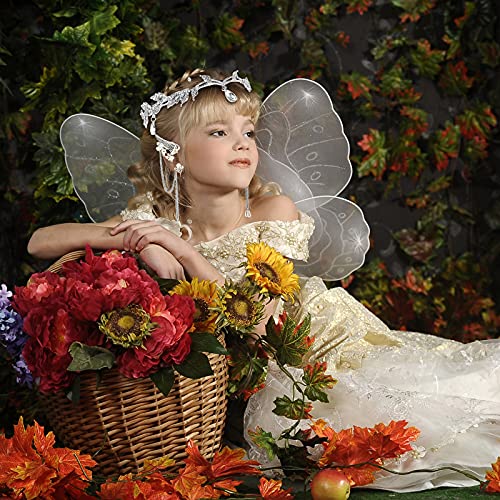 Silver Rhinestone Leaf Headband with Elf Ears - 3PCS