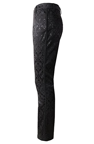 Gothic Steampunk Men's Brocade Trousers with Braiding Trim