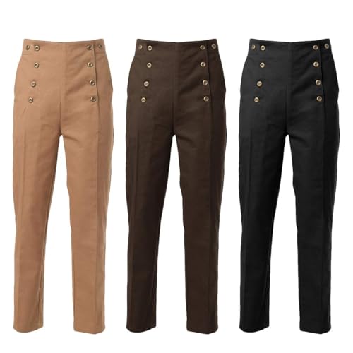 Mens Victorian Steampunk Gothic Cosplay Pants Olive Green