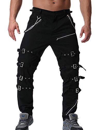 AKARMY Men's Gothic Techwear Cargo Pants Black