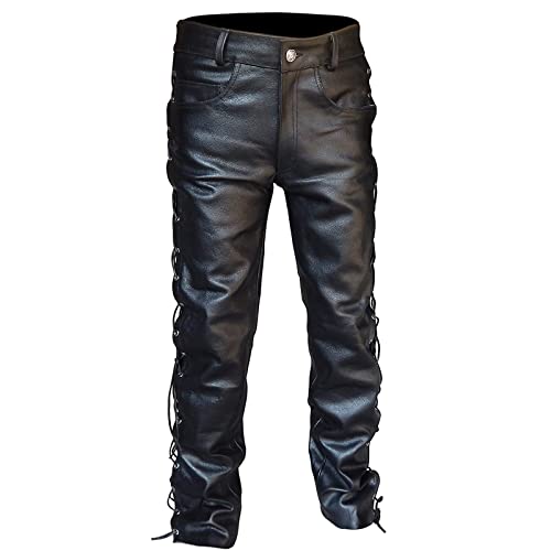 Gothic Punk Men's Faux Leather Motorcycle Pants