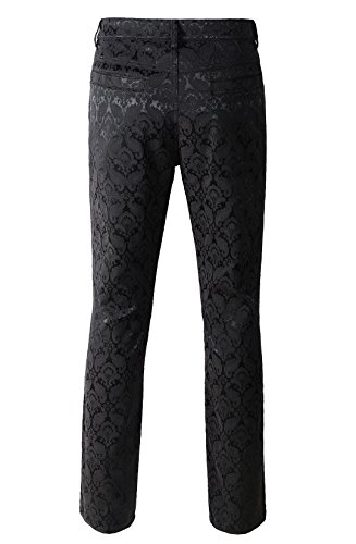 Gothic Steampunk Men's Brocade Trousers with Braiding Trim