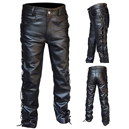 Gothic Punk Men's Faux Leather Motorcycle Pants