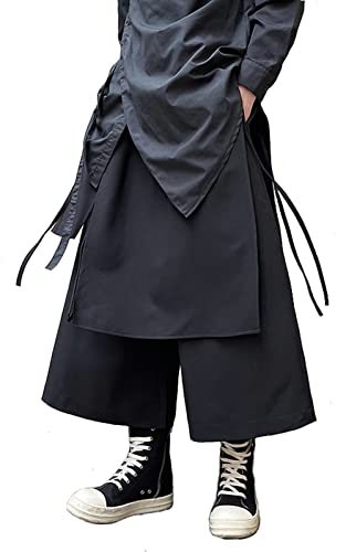 AITFINEISM Men's Japanese Kimono Harem Pants - Black