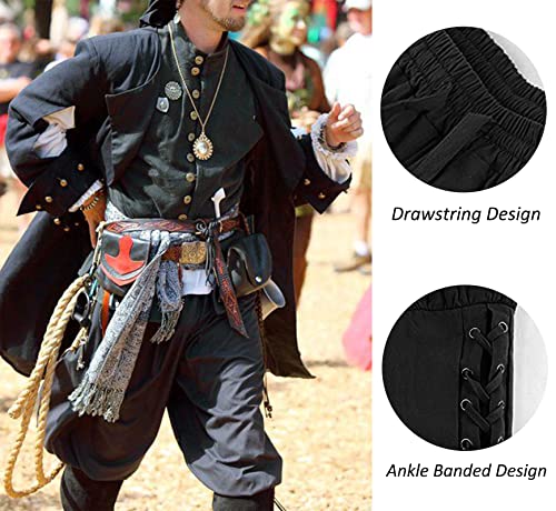 Medieval Viking Pirate Costume Trousers (S, Black)