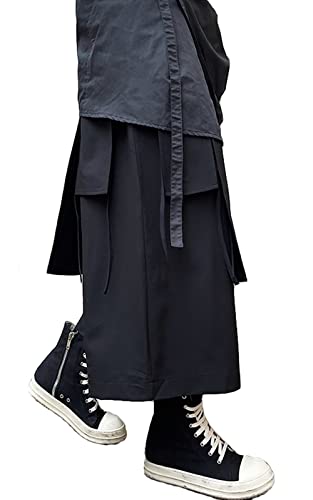 AITFINEISM Men's Japanese Kimono Harem Pants - Black