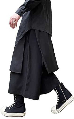 AITFINEISM Men's Japanese Kimono Harem Pants - Black