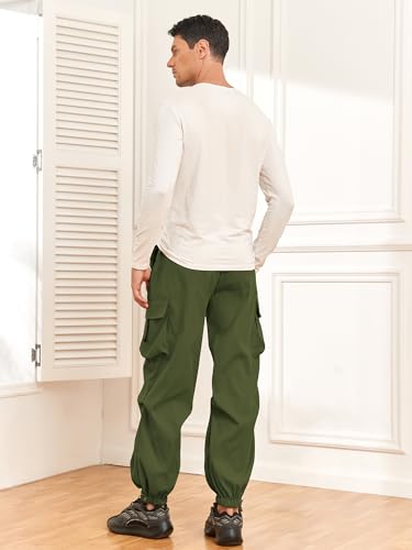 Green Drawstring Cargo Pants for Unisex