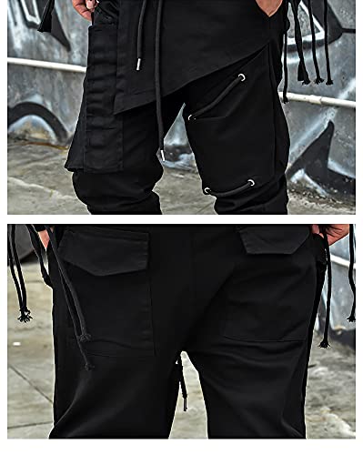 MOKEWEN Men's Gothic Techwear Cargo Pants Black S-5XL