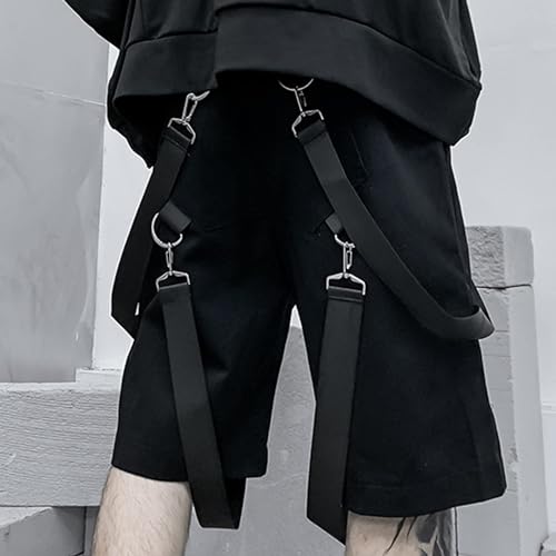 XYXIONGMAO Cyberpunk Men's Techwear Cargo Shorts (Black)