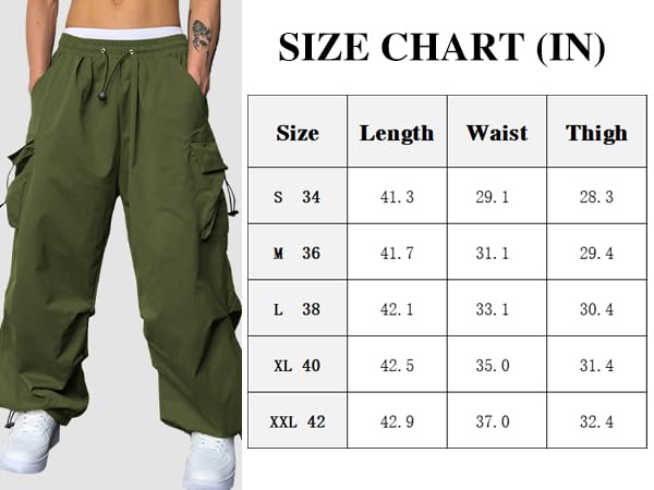 Green Drawstring Cargo Pants for Unisex
