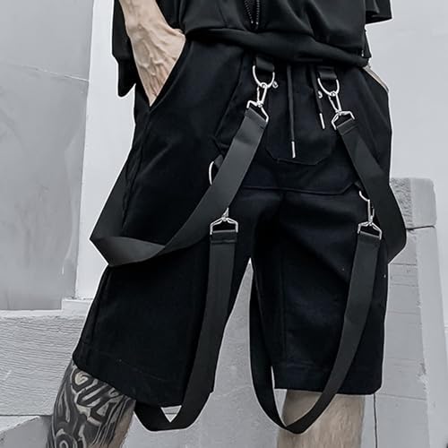 XYXIONGMAO Cyberpunk Men's Techwear Cargo Shorts (Black)