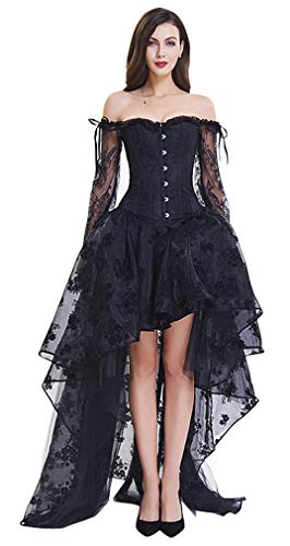 Steampunk Victorian Off Shoulder Corset Top & Skirt