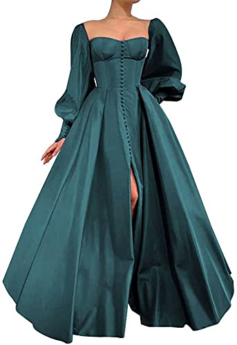 Teal Satin Princess Ball Gown for Women