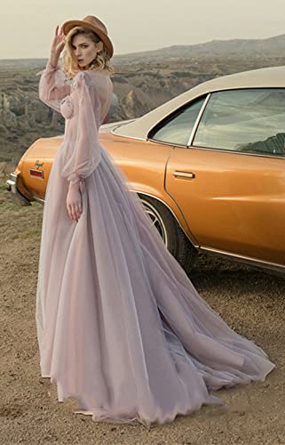 Dusty Sage Green Puffy Sleeve Ball Gown Women's Fantasy Prom Dress